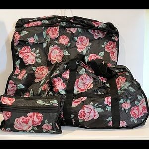 3 piece nylon travel set weekender bag garment bag cosmetic bag